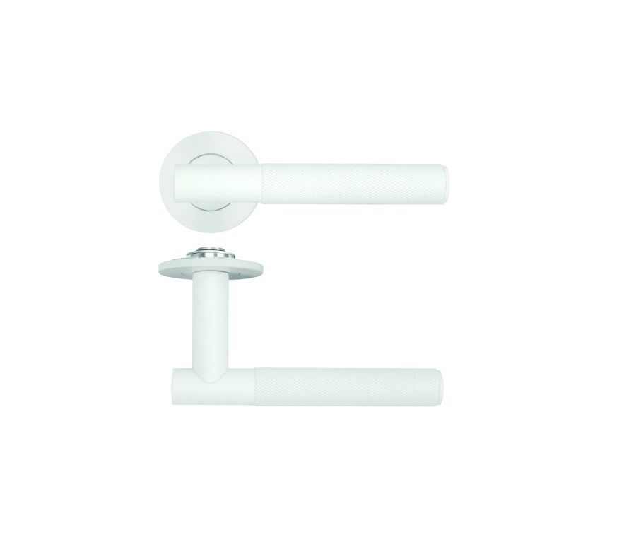 Matt White Orta Lever on 4mm Round Slim Rose | RT060-SLIM-PCW