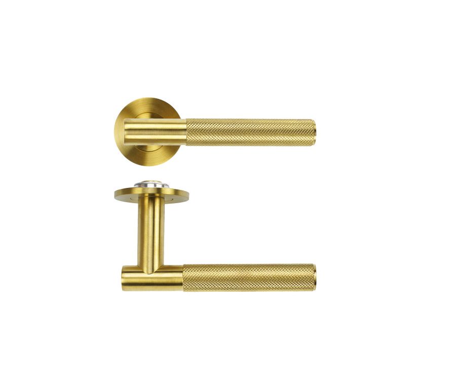 Satin Brass PVD Orta Lever on 4mm Round Slim Rose | RT060-SLIM-PVDSB