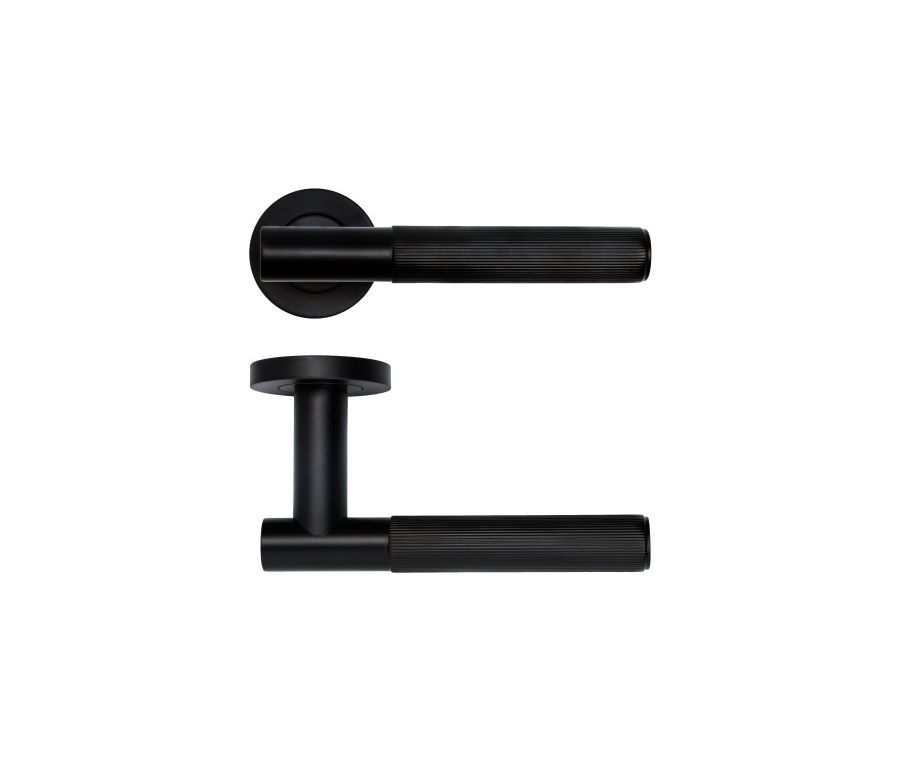 Set Black Idro Lined Lever on Round Rose | RT070PCB