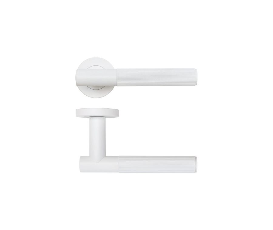 Set White Idro Lined Lever on Round Rose | RT070PCW