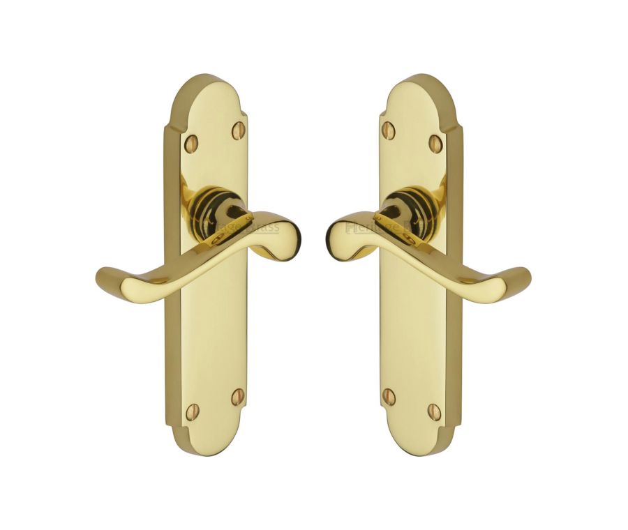 Heritage Brass Polished Brass Savoy Door Handle on Plate - Lever Latch