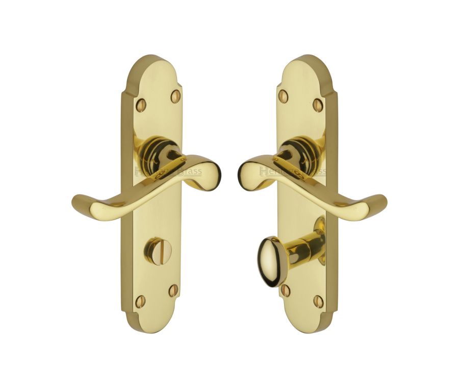 Heritage Brass Polished Brass Savoy Door Handle on Plate - Bathroom Set