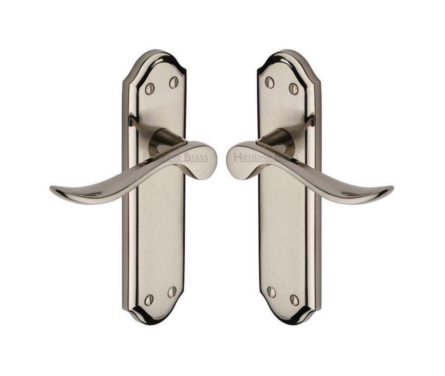 Heritage Brass Mercury Split Finish Sandown Door Handle on Plate - Lever Latch