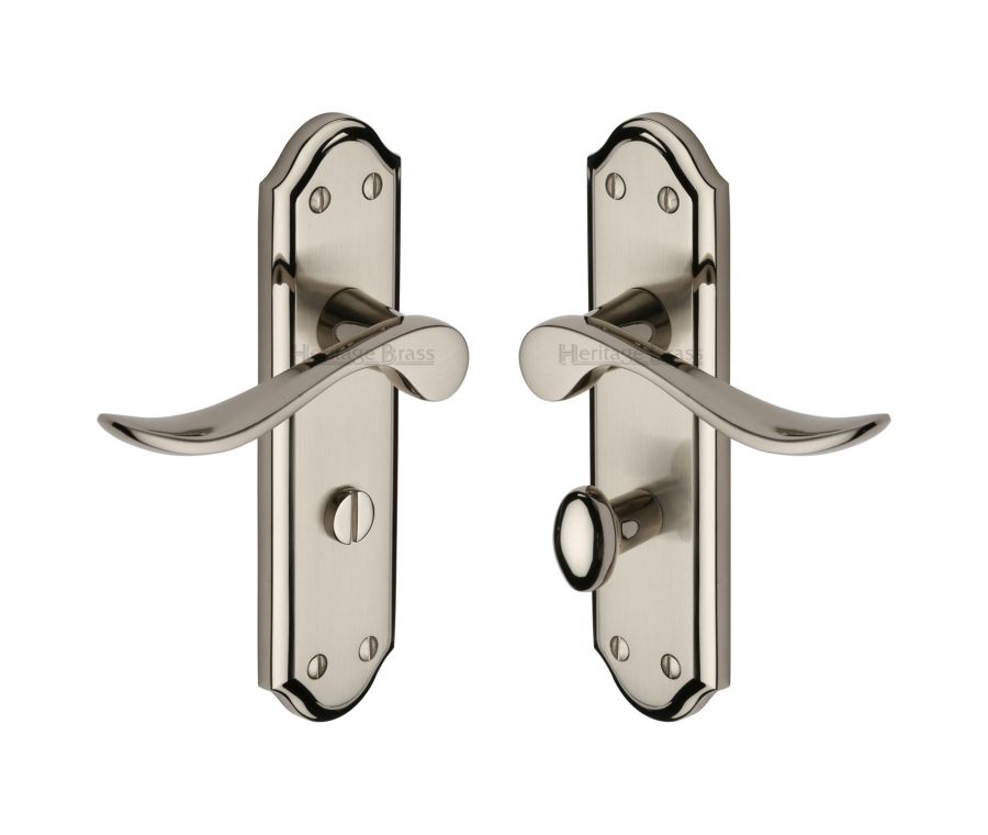 Heritage Brass Mercury Split Finish Sandown Door Handle on Plate - Bathroom Set