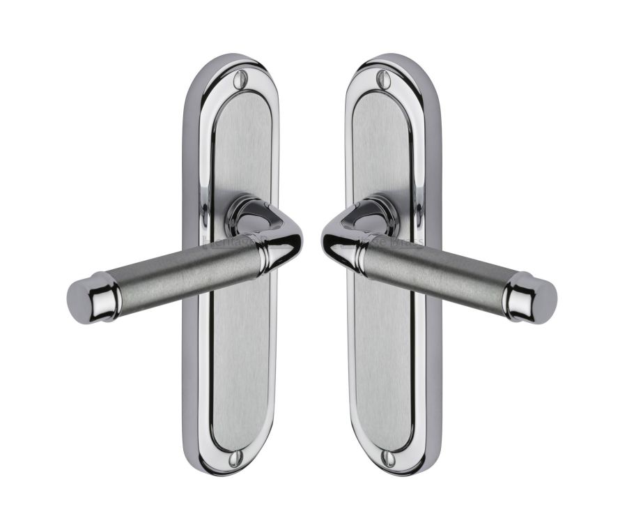 Heritage Brass Apollo Finish Saturn Door Handle on Plate - Lever Latch