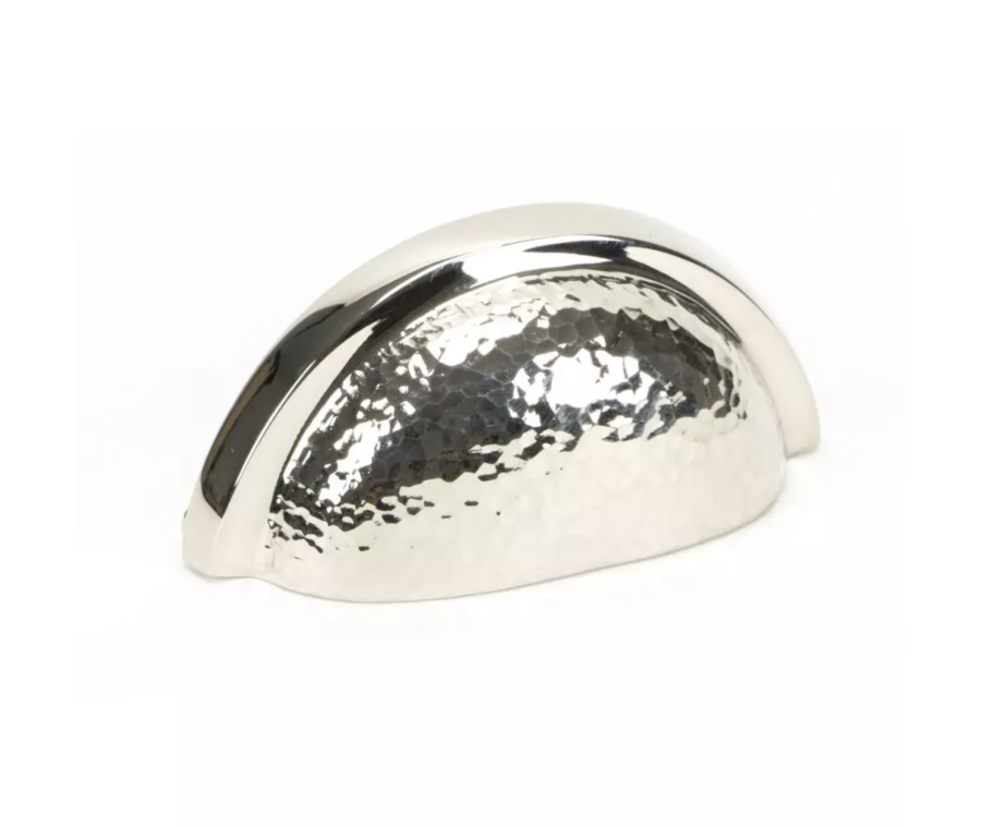 From the Anvil Polished Nickel Hammered Regency Cup Drawer Pull | 46042