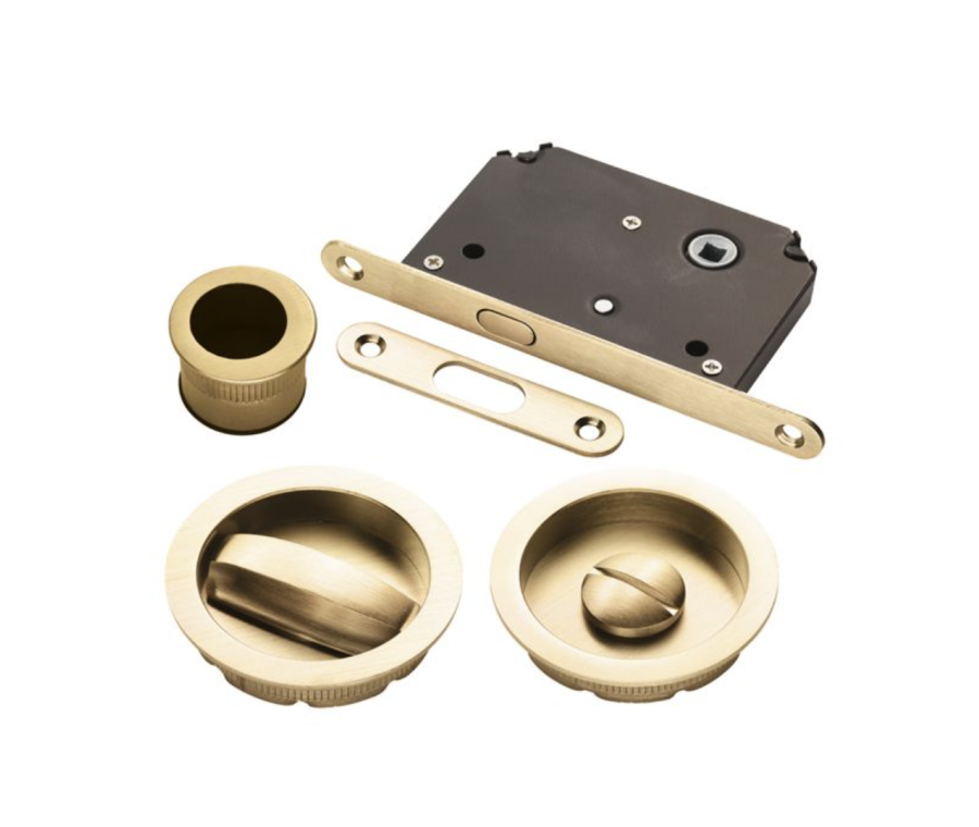 Manital Satin Brass Sliding Door Locking Kit | ART55BSB