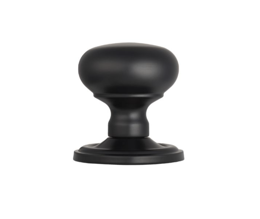 Set Manital Matt Black Concealed Fix Victorian Mushroom Mortice Knob | M35CMB