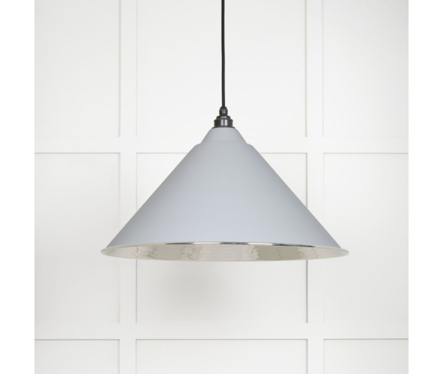From the Anvil Hammered Nickel Hockley Pendant in Birch | 45433BI
