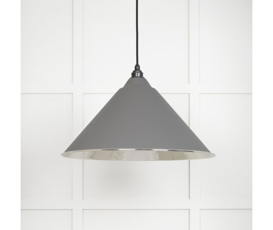 From the Anvil Hammered Nickel Hockley Pendant in Bluff | 45433BL
