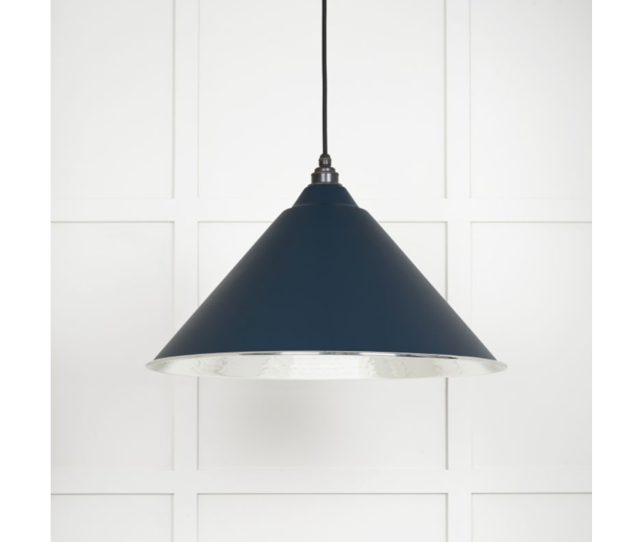 From the Anvil Hammered Nickel Hockley Pendant in Dusk | 45433DU