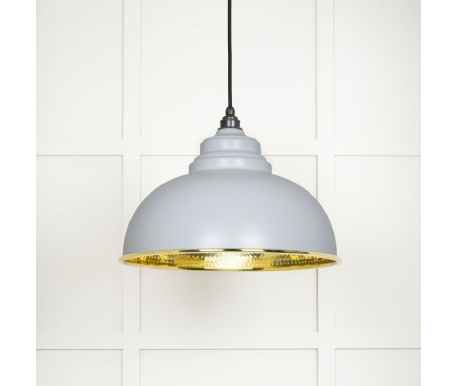 From the Anvil Hammered Brass Harborne Pendant in Birch | 49521BI