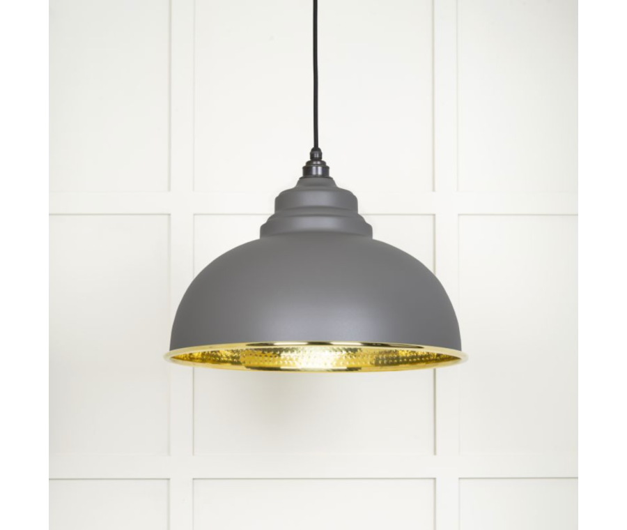 From the Anvil Hammered Brass Harborne Pendant in Bluff | 49521BL