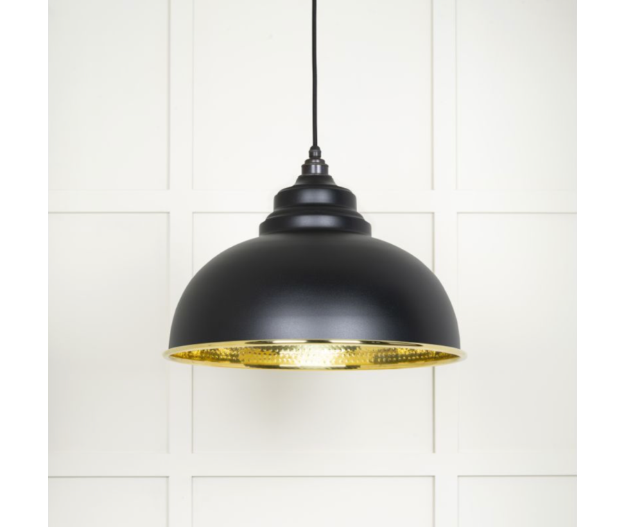 From the Anvil Hammered Brass Harborne Pendant in Elan Black | 49521EB