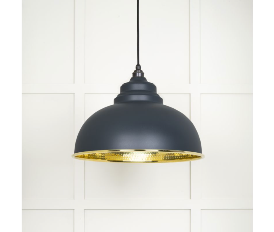 From the Anvil Hammered Brass Harborne Pendant in Soot | 49521SO
