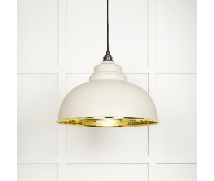 From the Anvil Hammered Brass Harborne Pendant in Teasel | 49521TE