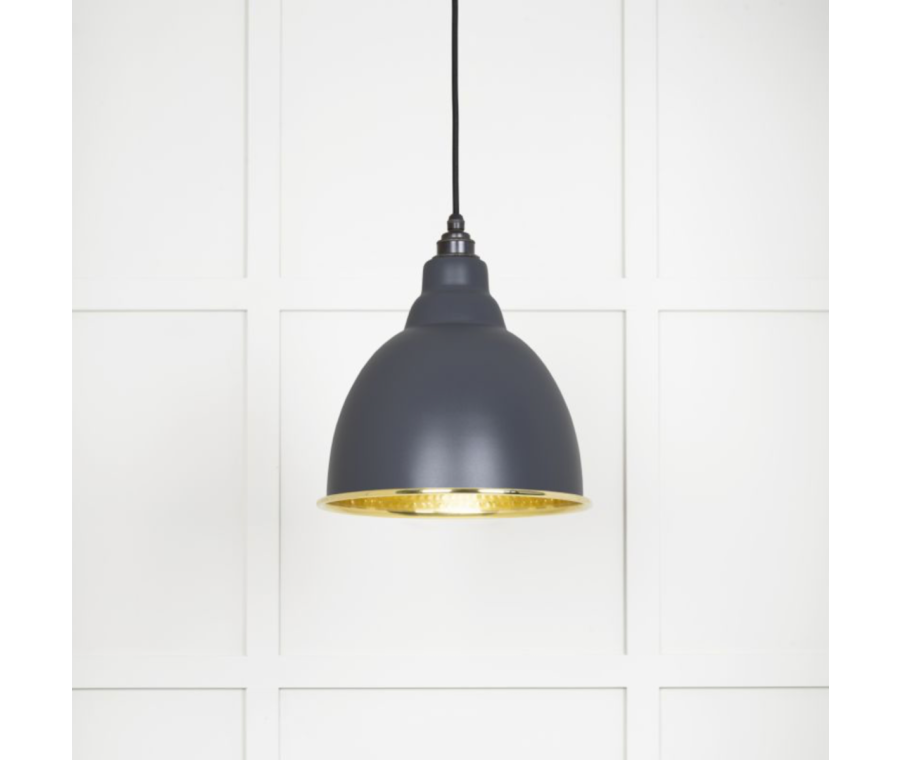 From the Anvil  Hammered Brass Brindley Pendant in Slate | 49517SL