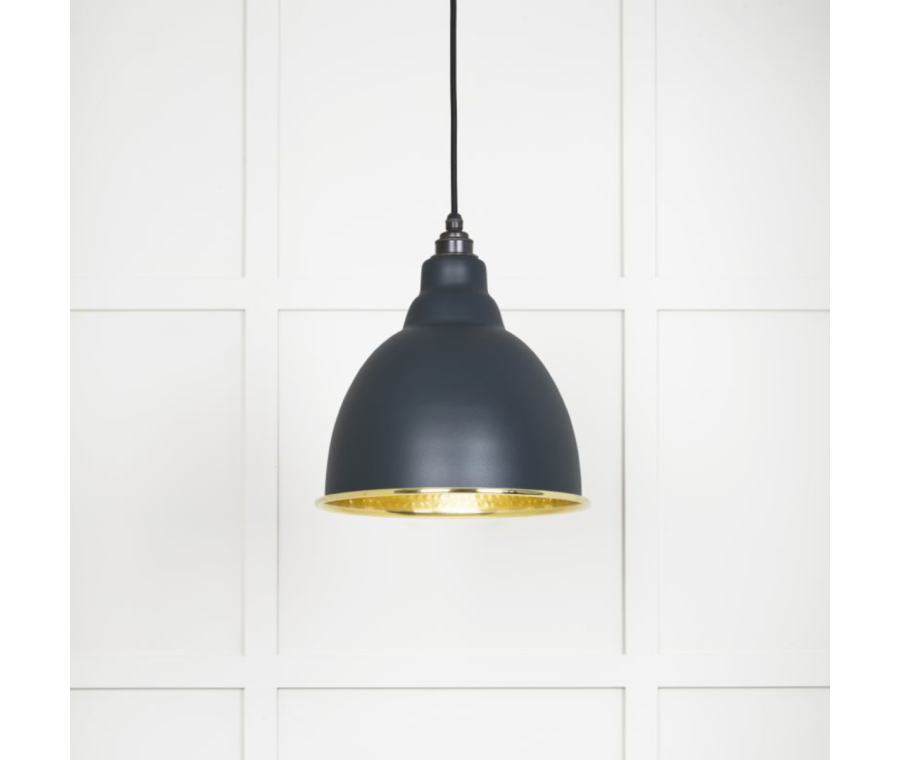 From the Anvil Hammered Brass Brindley Pendant in Soot | 49517SO