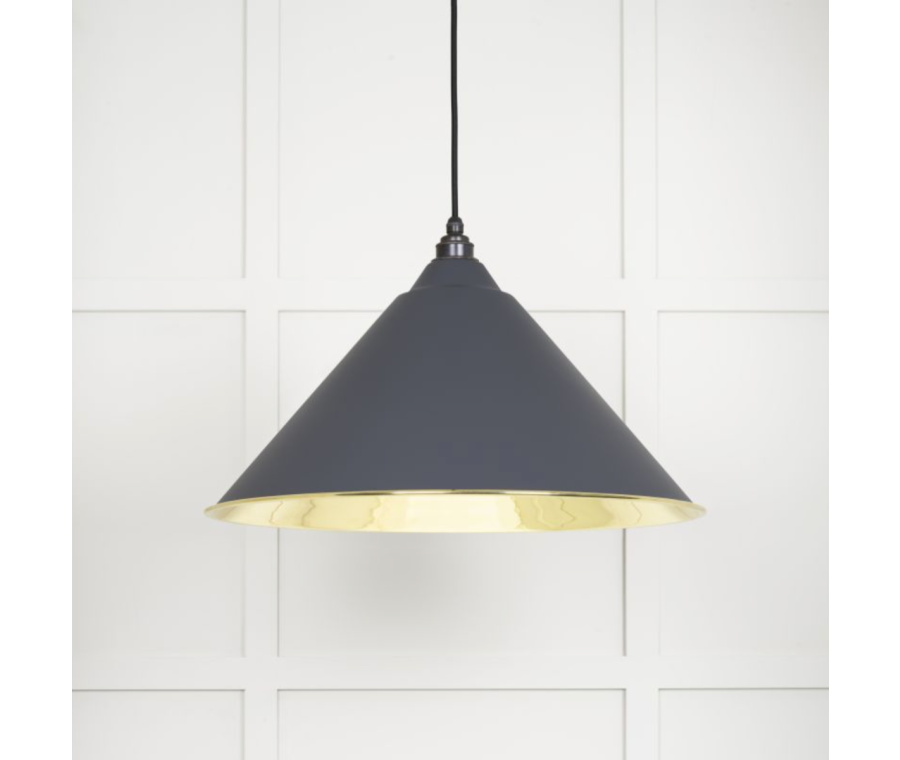 From the Anvil Smooth Brass Hockley Pendant in Slate | 49524SL