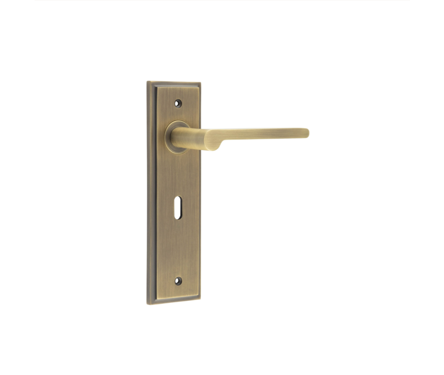 Set Burlington Antique Brass Fitzrovia Lever on Key Lock Plate  | BUR15-451AB