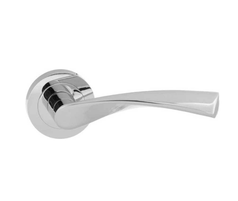 ECO Polished Chrome Aqua Door Handle Lever on Round Rose | ECO20PC