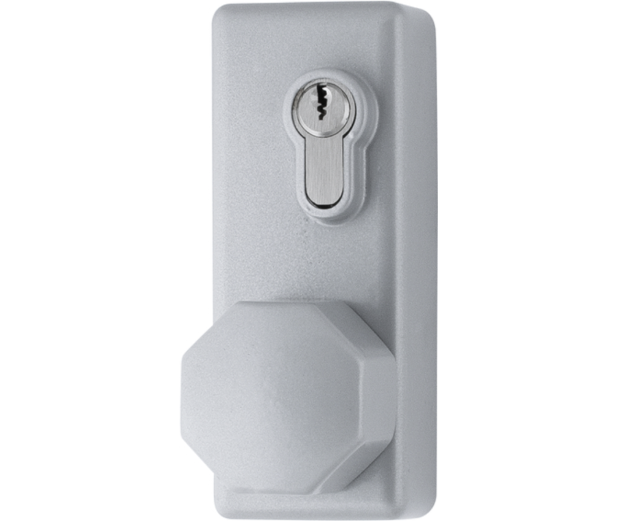Hoppe Silver / Grey Panic Bolt Eurolock with cylinder & Knob | AR885KSE