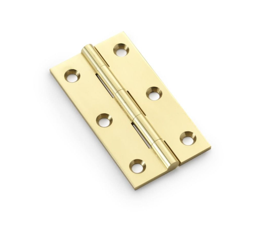 Pair Polished Brass 75mm Cabinet Butt Hinge | AW075-CH-PB