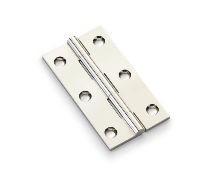 Pair Polished Nickel 75mm Cabinet Butt Hinge | AW075-CH-PN