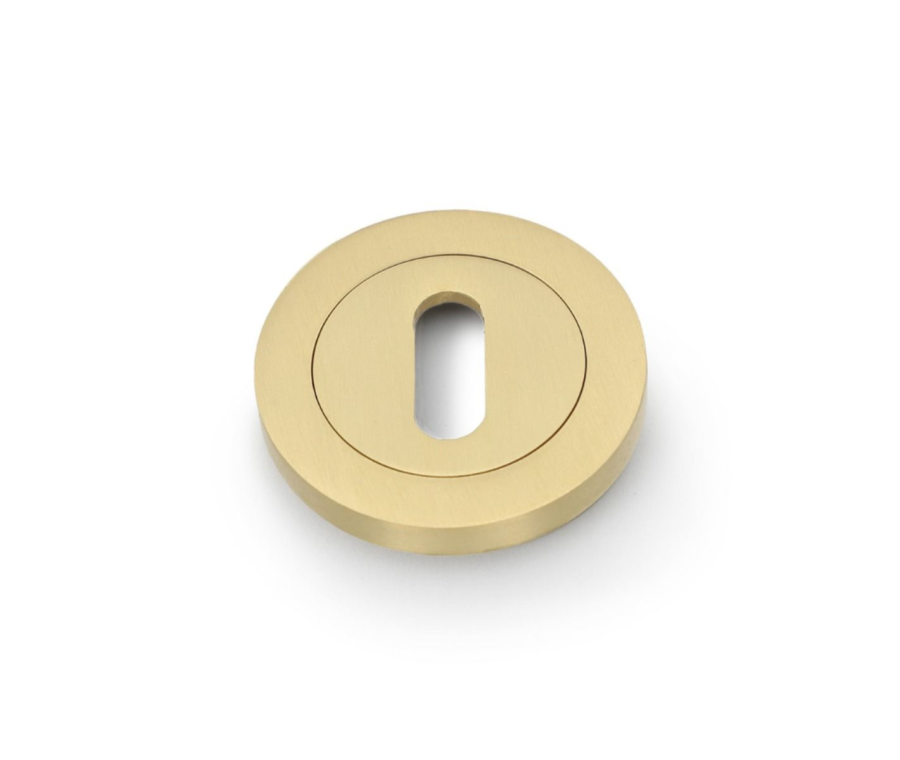 Alexander & Wilks Satin Brass 50mm Standard Escutcheon | AW391SB