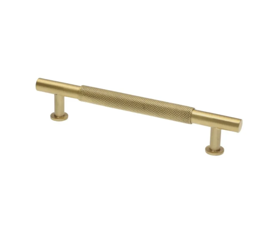 Satin Brass Kincade Knurled T-Bar Cupboard Handle c/c 128mm | F812-128-SB
