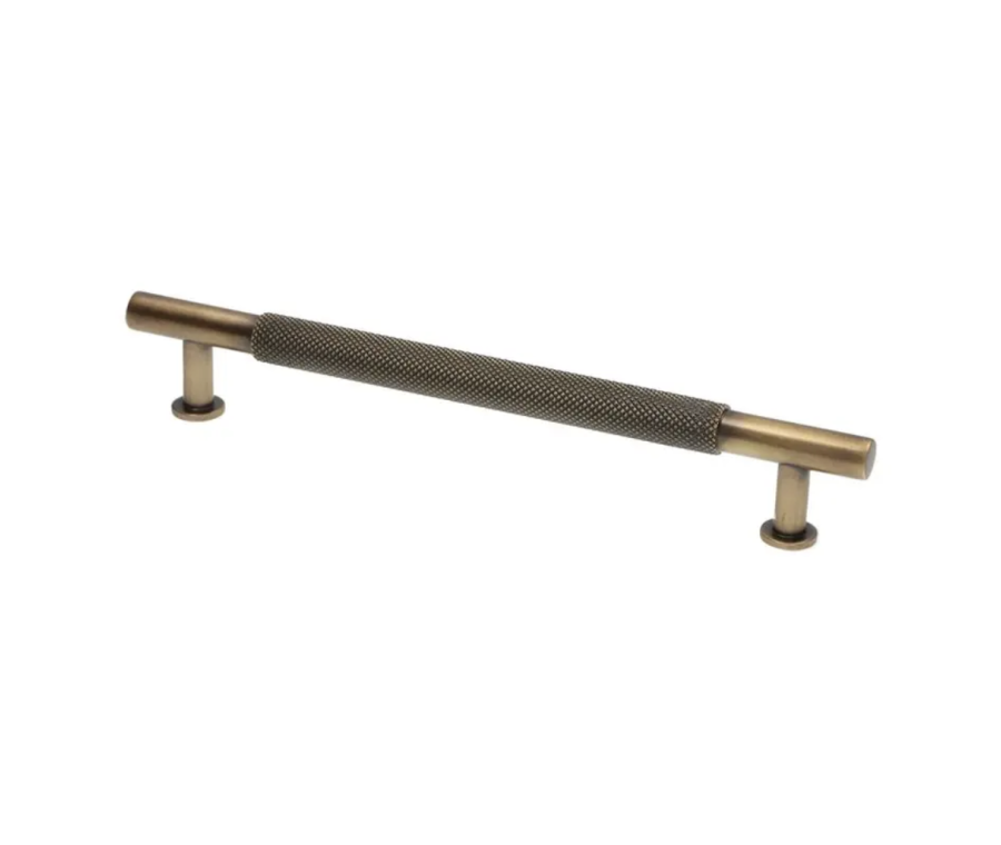 Antique Brass Kincade Knurled T-Bar Cupboard Handle c/c 160mm | F812-160-AB