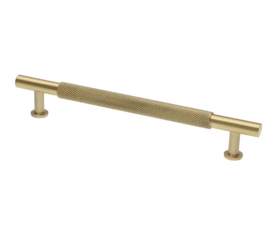 Satin Brass Kincade Knurled T-Bar Cupboard Handle c/c 160mm | F812-160-SB