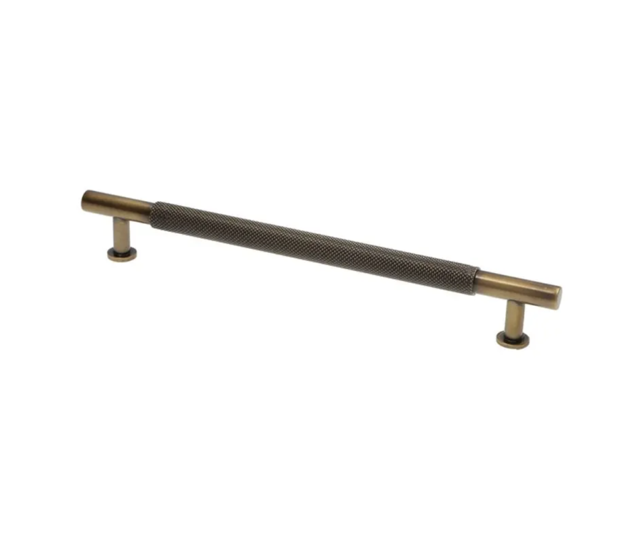 Antique Brass Kincade Knurled T-Bar Cupboard Handle c/c 192mm | F812-192-AB