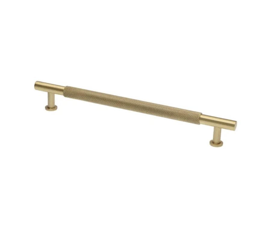 Satin Brass Kincade Knurled T-Bar Cupboard Handle c/c 224mm | F812-224-SB