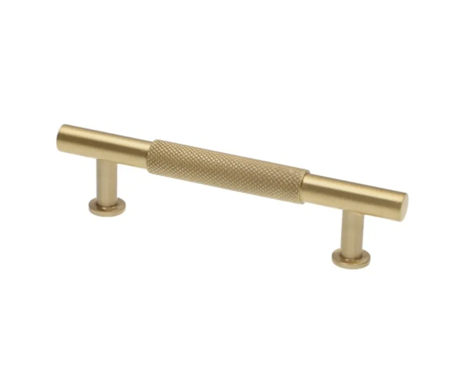 Satin Brass Kincade Knurled T-Bar Cupboard Handle c/c 96mm | F812-96-SB