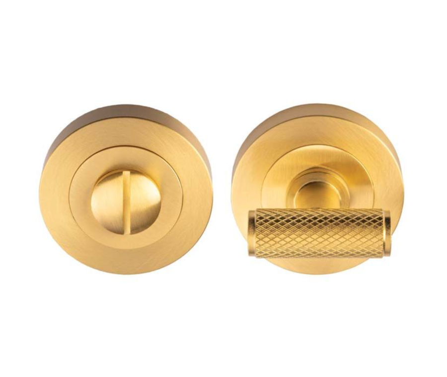 Satin Brass Syntax Snib Thumbturn & Release on rose | ARTSY40SB