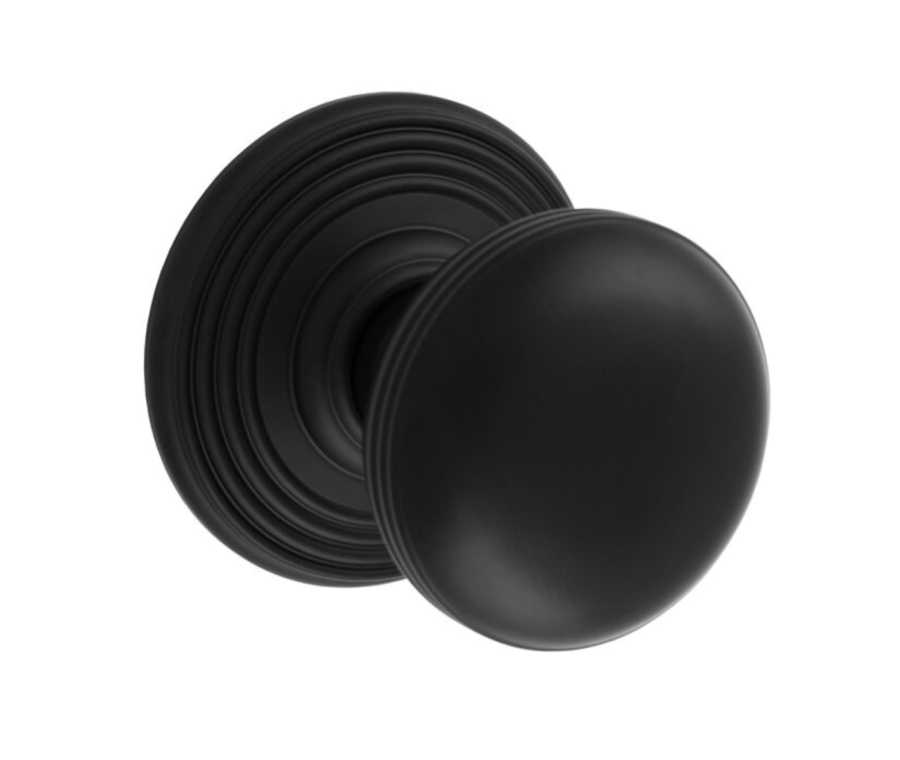 Delamain Matt Black Ringed Knob Furniture | DK39CMB