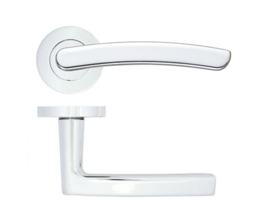 Polished Chrome Santiago Lever Handle on Rose | ZPA020CP