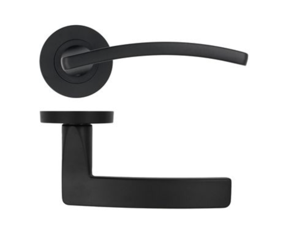 Matt Black Toledo Lever Handle on Rose | ZPA030MB