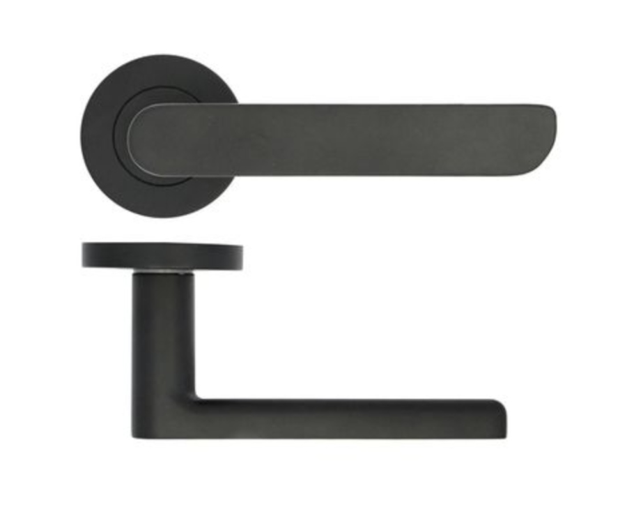 Matt Black Valencia Lever Handle on Rose | ZPA040MB