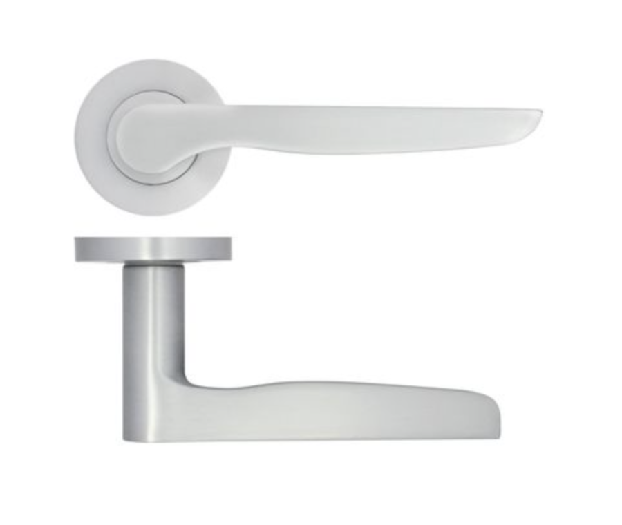 Satin Chrome Vigo Lever Handle on Rose | ZPA080SC