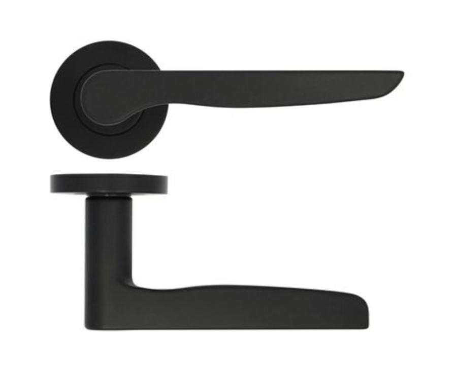 Matt Black Vigo Lever Handle on Rose | ZPA080MB