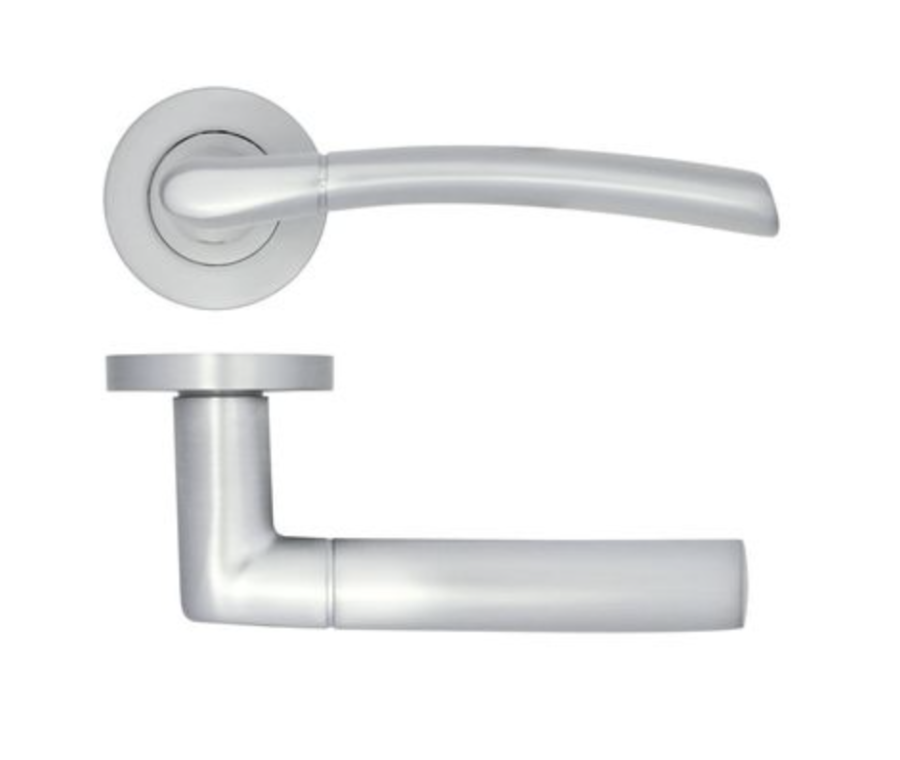 Satin Chrome Andorra Lever Handle on Rose | ZPA100SC