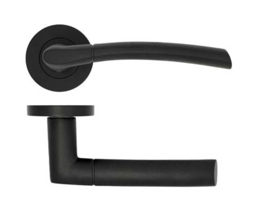 Matt Black Andorra Lever Handle on Rose | ZPA100MB