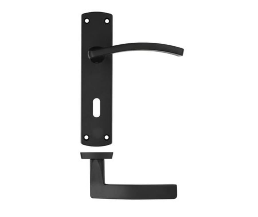 Matt Black Toledo Lever On Lock Backplate | ZPA031MB
