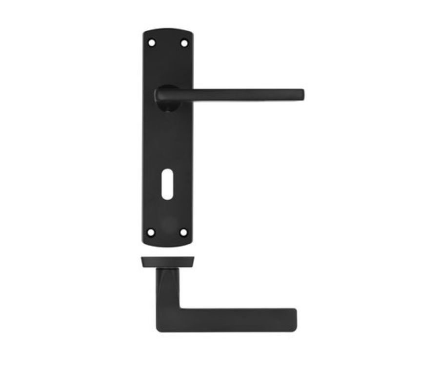 Matt Black Leon Lever On Lock Backplate | ZPA011MB