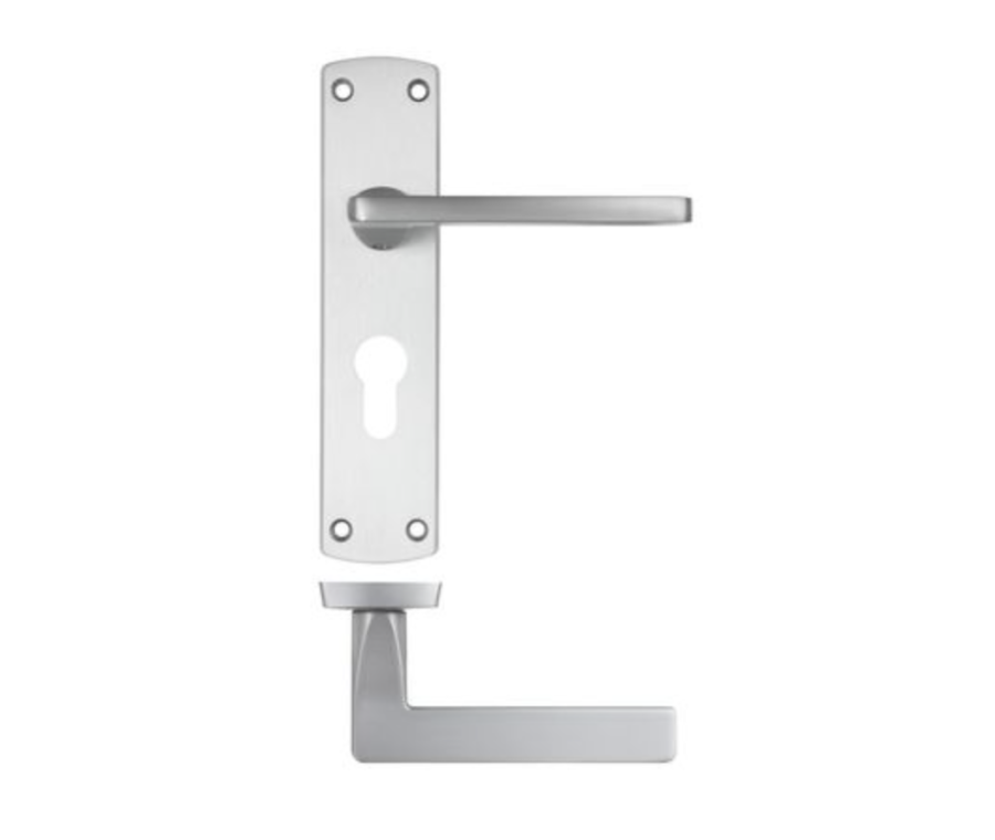 Satin Chrome Leon Lever On Euro Backplate | ZPA011EPSC