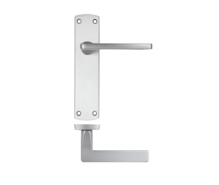 Satin Chrome Leon Lever on Latch backplate | ZPA012SC