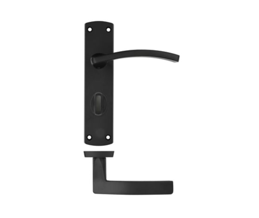 Matt Black Toledo Lever On Bathroom Backplate | ZPA033MB