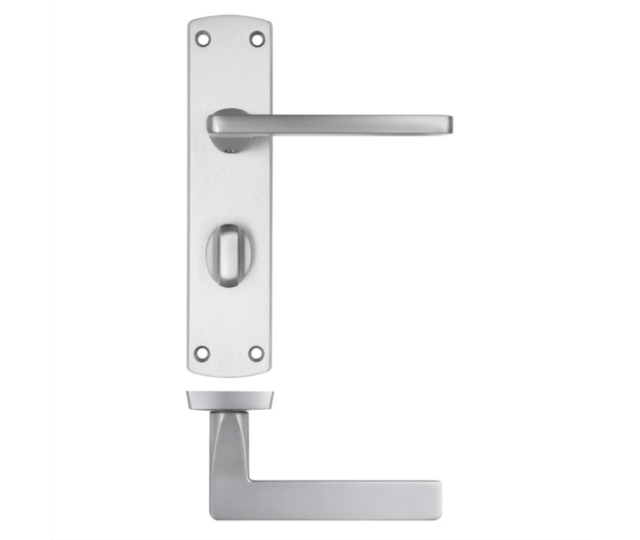Satin Chrome Leon Lever On Bathroom Backplate | ZPA013SC